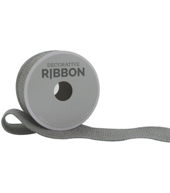 Decorative Ribbon 1.5" Solid Burlap Ribbon Gray