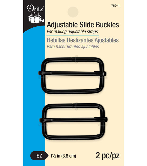Dritz 1-1/2" Adjustable Slide Buckles, Black, 2 pc