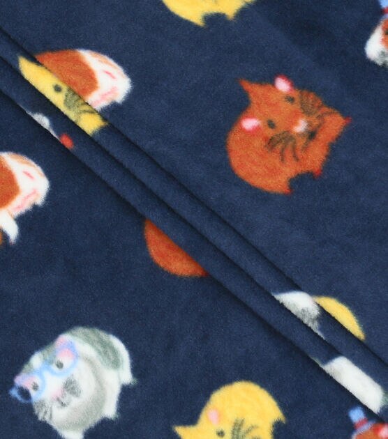 Gerbil on Blue Anti Pill Fleece Fabric, , hi-res, image 2