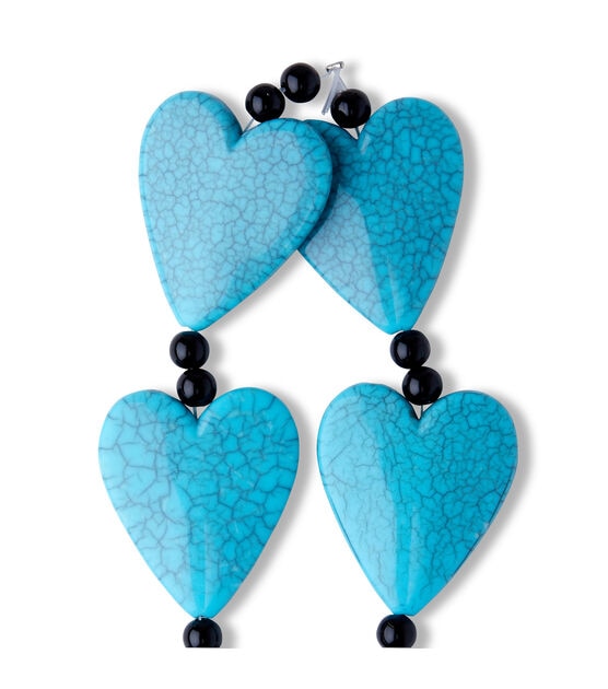 12" Blue Plastic Urban Funky Heart Bead Strand by hildie & jo, , hi-res, image 3