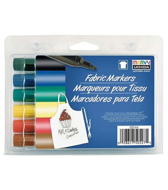 Marvy Uchida Fabric Marker Broad Tip 6 Pkg