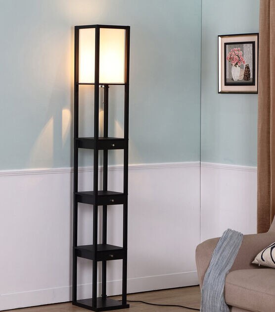 Brightech Maxwell LED Floor Lamp with Drawers - Black, , hi-res, image 6