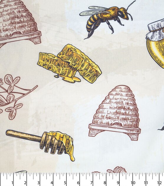 Large Scale Print Bees & Honeycomb Tan Novelty Print Fabric, , hi-res, image 2