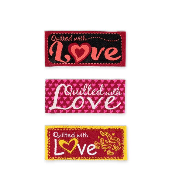 Sew-On Woven Quilt Labels, 9 pc, Pink & Red, , hi-res, image 2