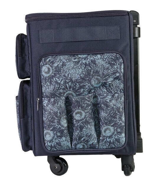 Everything Mary 20" x 13" Blue Sunflower 4 Wheel Quad Rolling Tote, , hi-res, image 5