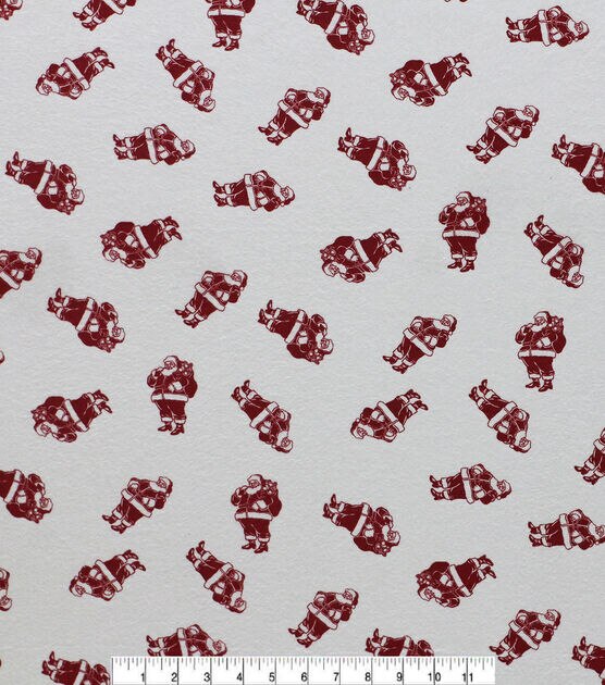 Red Santa on White Super Snuggle Christmas Flannel Fabric, , hi-res, image 2