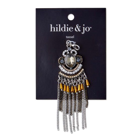 Silver Chain Tassel With Gold Stones by hildie & jo