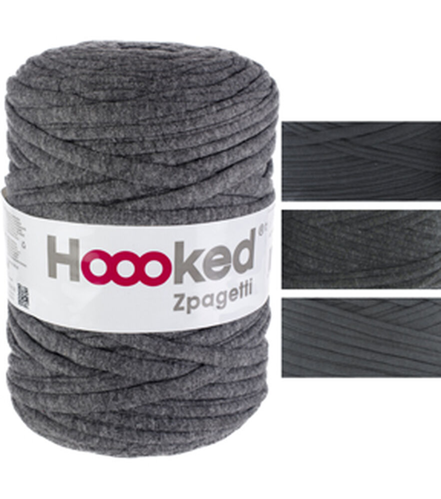 Hoooked Zpagetti 131yds Jumbo Cotton Yarn, Anthracite Gray - Dark Gray Sh, swatch