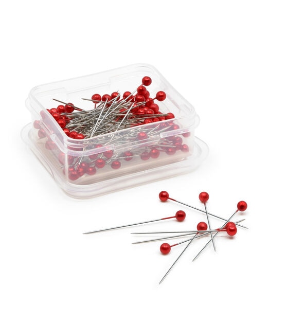 Dritz 1-1/2" Long Pearlized Pins, Red, 100 pc, , hi-res, image 3