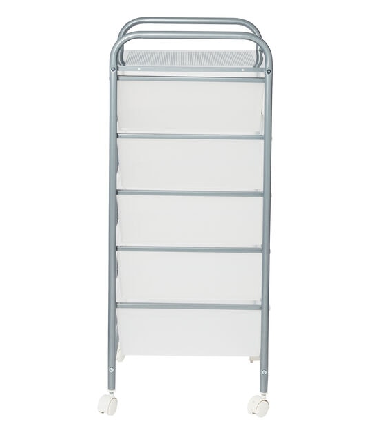 37" Steel Rolling Storage Cart With Clear Plastic 5 Drawers by Top Notch, , hi-res, image 5
