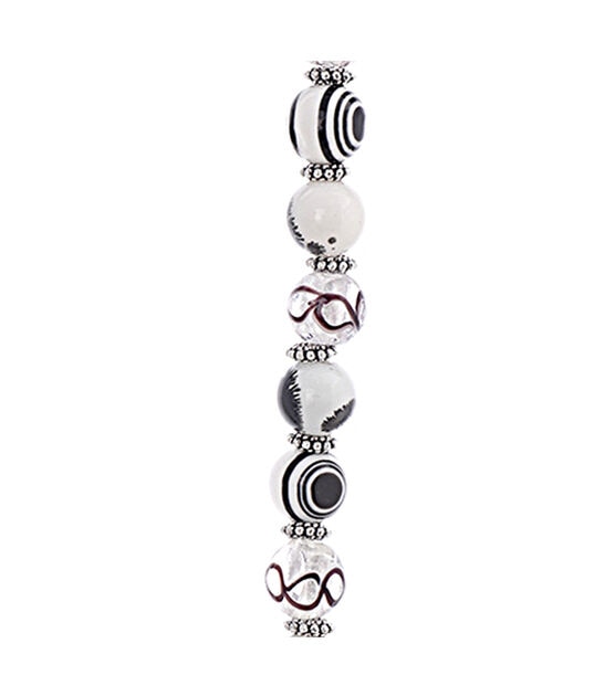 7" Black & White Imitation Stone Strung Beads by hildie & jo, , hi-res, image 2