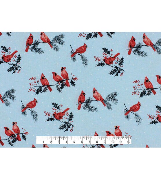 Cardinals on Blue Super Snuggle Flannel Fabric, , hi-res, image 4