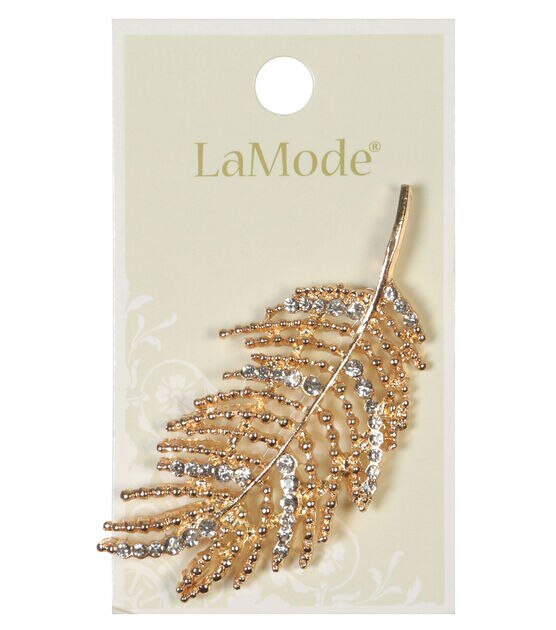 La Mode 1 1/4" Gold Metal Feather Pin