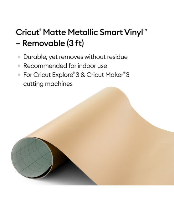 Cricut 13" x 3' Metallic Champagne Removable Smart Vinyl Roll, , hi-res, image 3