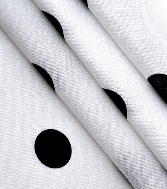 Stof Fillippa's Line Circles & Dots Black Cotton Fabric By The Yard