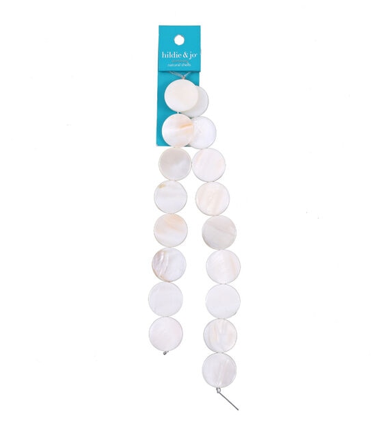 12" White Shell Coin Bead Strand by hildie & jo