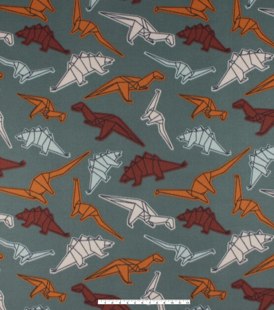 Dino Origami Blizzard Prints Fleece Fabric, , hi-res, image 4