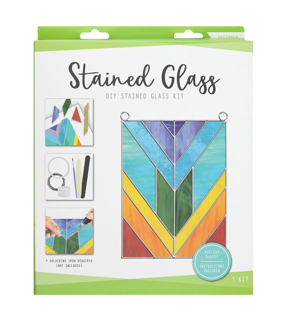 American Crafts Rainbow Geometric Do It Yourself Stained Glass Kit