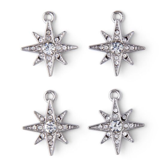 8pk Silver Point Star Crystal Charms by hildie & jo, , hi-res, image 2