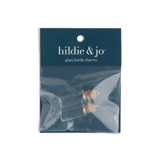 38mm x 12mm Glass Bottles With Cork Charm 2pk by hildie & jo
