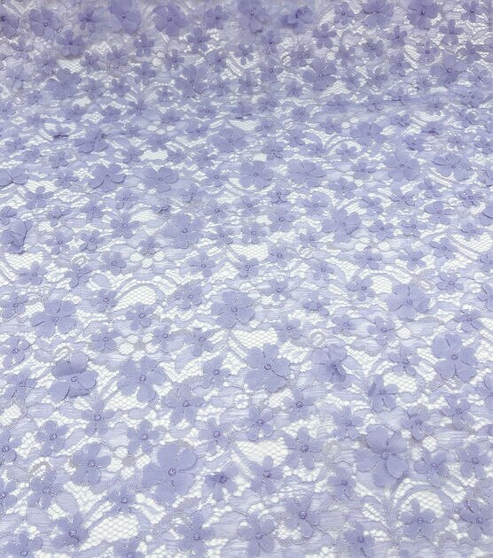 Purple 3D Floral On Lace Fabric by Sew Sweet, , hi-res, image 1