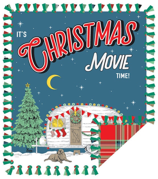 72" Wide It's Christmas Movie Time No Sew Fleece Blanket by Place & Time