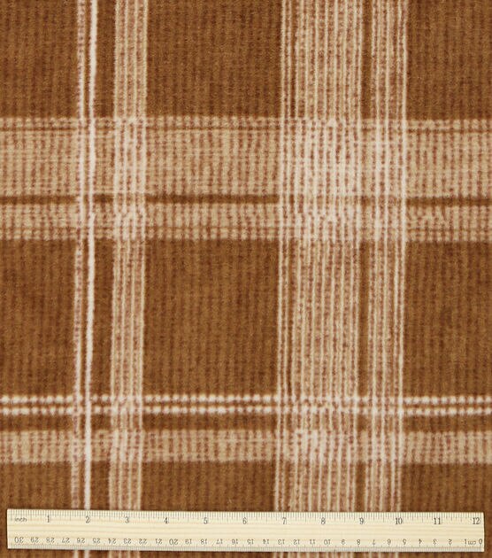 Brown Plaid Luxe Fleece Fabric, , hi-res, image 3