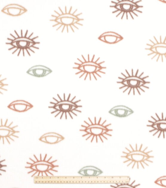 Cream Eye Blizzard Prints Fleece Fabric, , hi-res, image 2