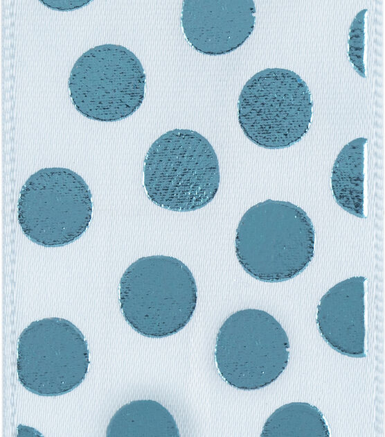Offray 1.5" Blue Foil Dot Grosgrain Ribbon