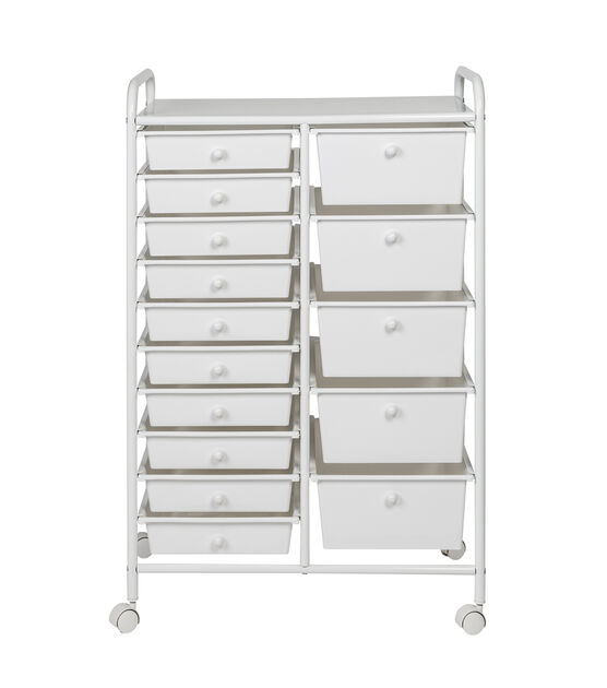 Honey Can Do 25" x 38" Gray & White 15 Drawer Metal Rolling Storage Cart, , hi-res, image 9