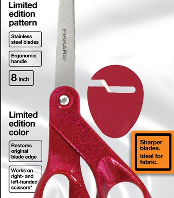 Fiskars 8 Red Gitter Scissors & SewSharp Tool 2pc