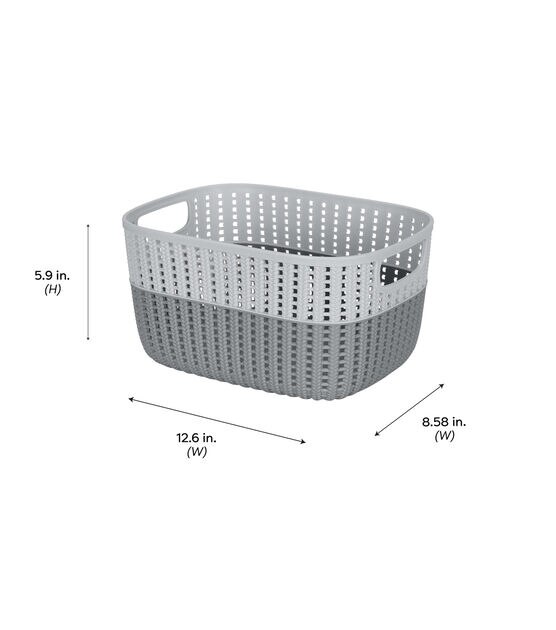Simplify 11" x 9" Gray 2 Tone Decorative Storage Basket, , hi-res, image 6