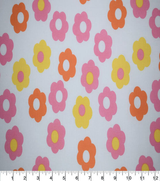 Pink & Yellow Groovy Daisies Quilt Cotton Fabric by Quilter's Showcase