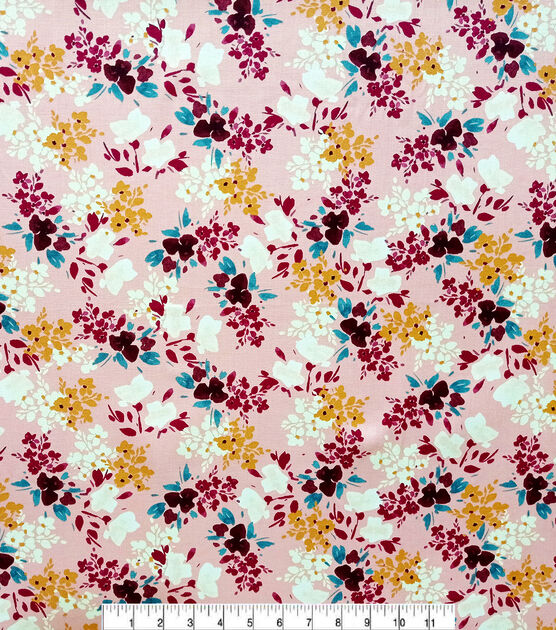 Winter Flowers on Pink Quilt Cotton Fabric by Keepsake Calico, , hi-res, image 2