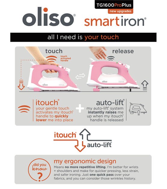  Oliso TG1600 Smart Iron with iTouch Technology, 1800
