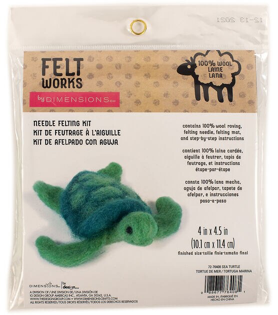 Woolbuddy Sea Animal Needle Felting Kit Felt Animal Kit Handmade Felting  Wool with 2 Felting Needles and Instruction (Sea Turtle)