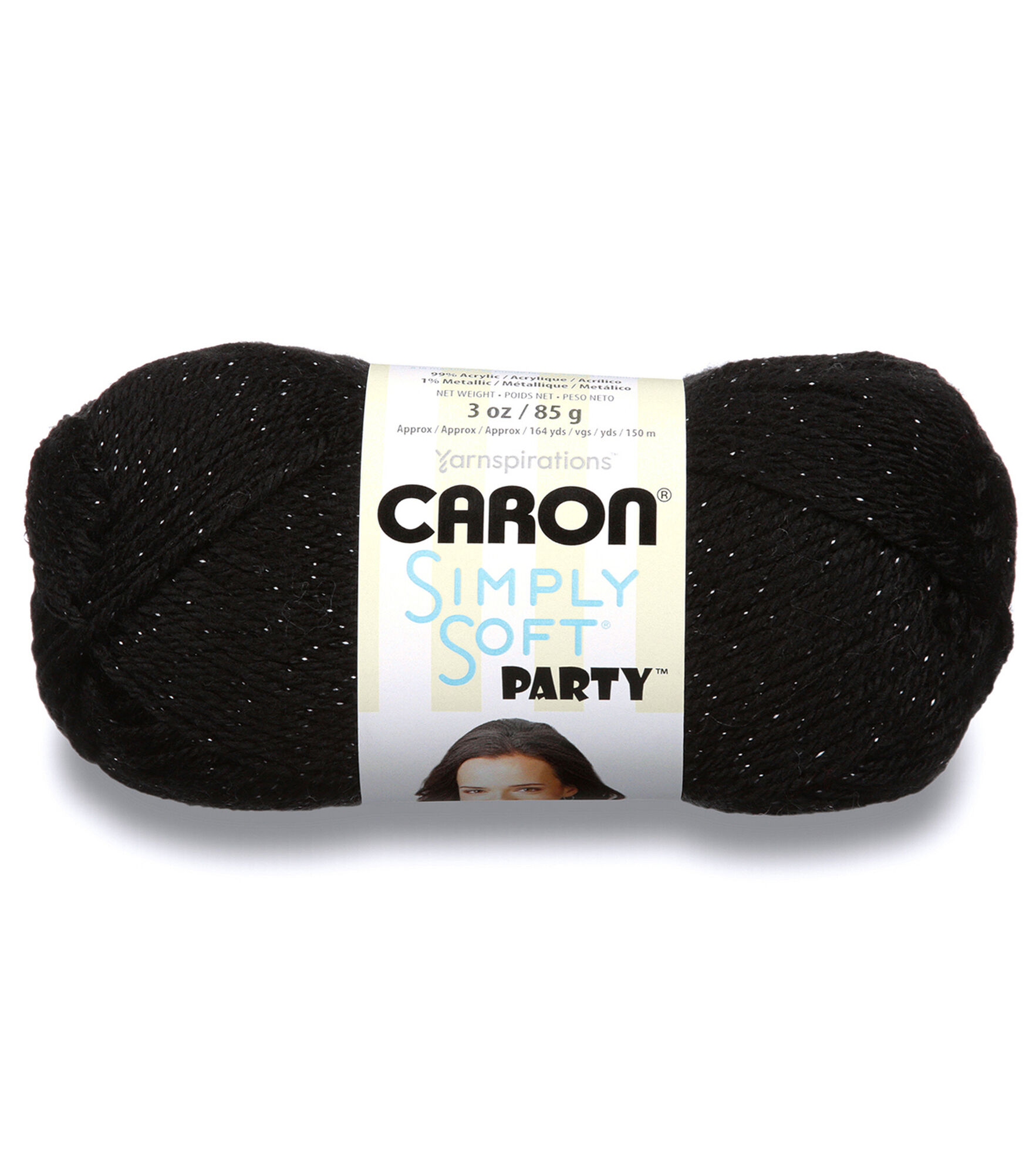 Caron Simply Soft Party 164yds Worsted Acrylic Yarn, Black, hi-res