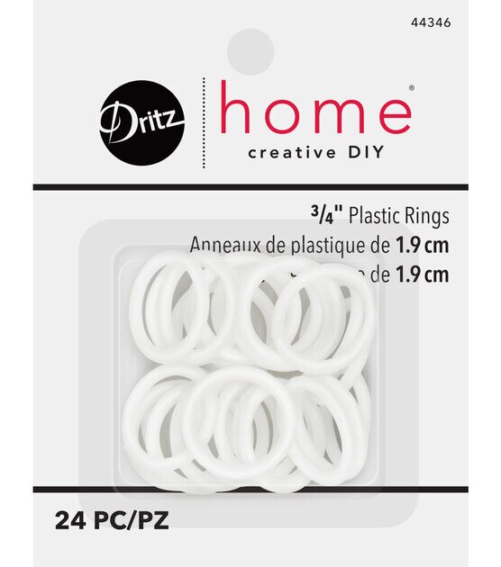 Dritz Home 3/4" White Plastic Drapery Rings 24pc