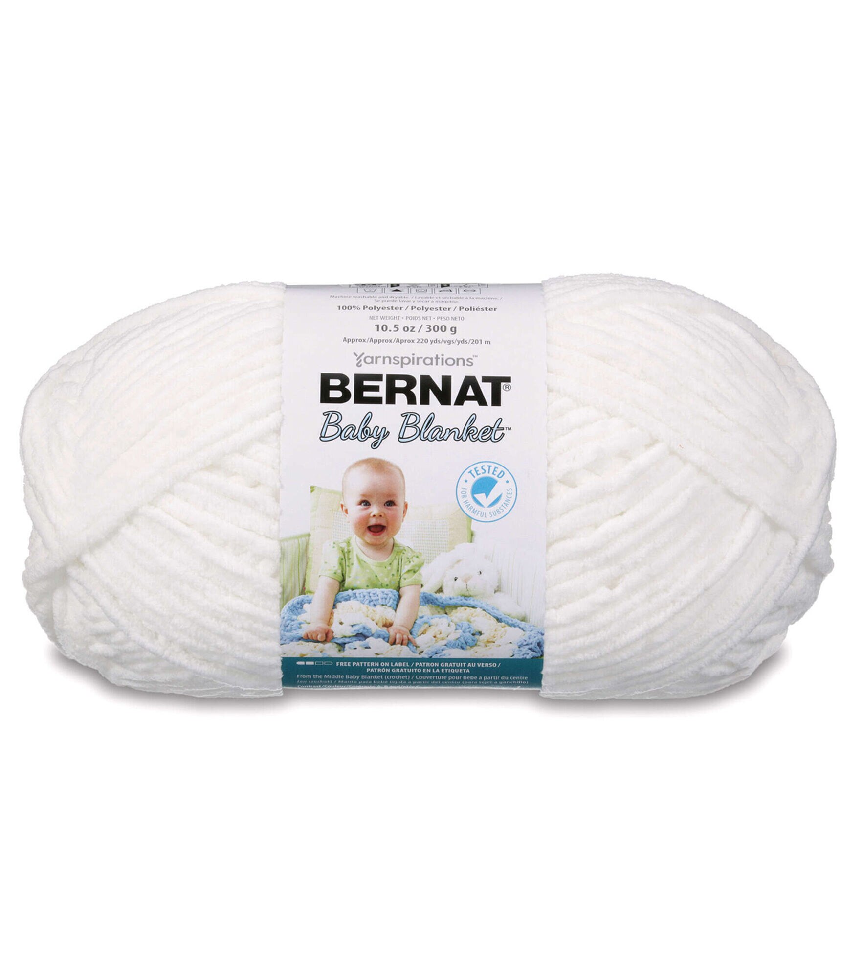 Bernat Baby Blanket Solid 220yds Super Bulky Polyester Yarn, White, hi-res