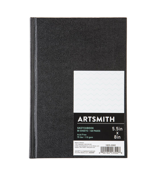 5.5" x 8" Black Hardbound Sketchbook by Artsmith