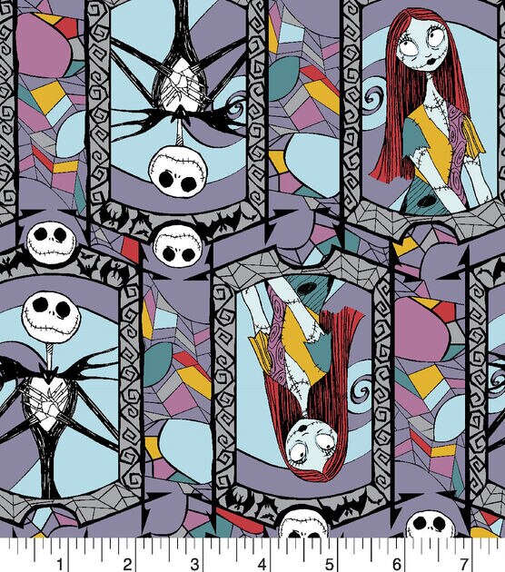 Disney Jack & Sally Stained Glass Nightmare Before Christmas Knit Fabric