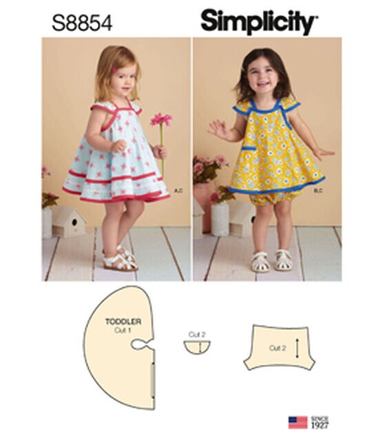 Simplicity S8854 Size 1/2 to 4 Toddler's Pinafore Sewing Pattern