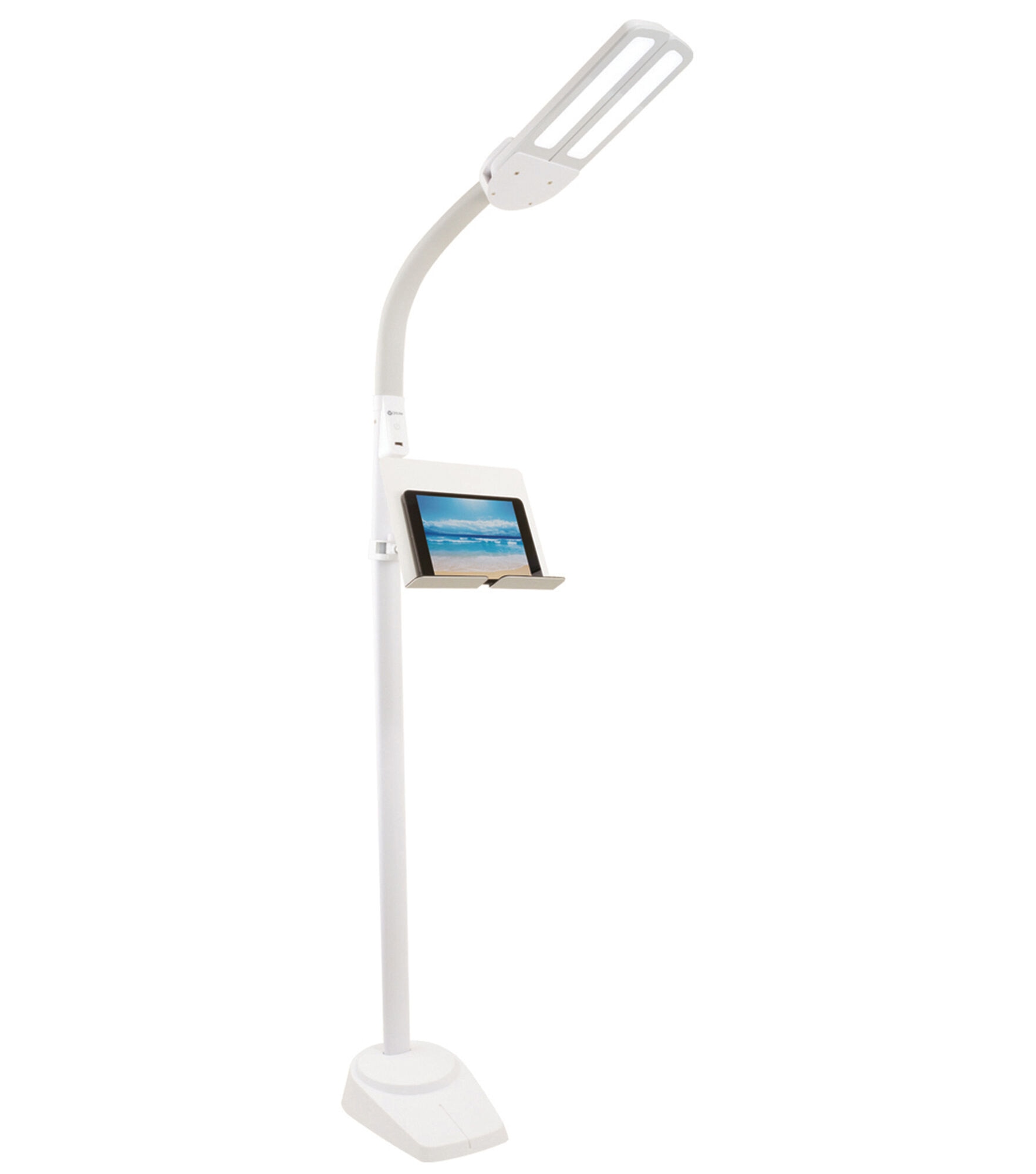 OttLite 62" Dual Shade Adjustable LED Floor Lamp With USB, White, hi-res