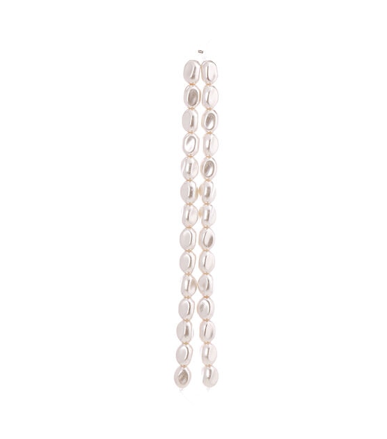 7" Cream Irregular Glass Strung Beads 2ct by hildie & jo, , hi-res, image 3