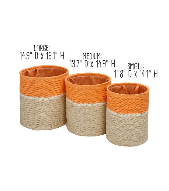 Honey Can Do 15" Beige & Orange Paper Straw Nesting Baskets 3ct, , hi-res, image 11