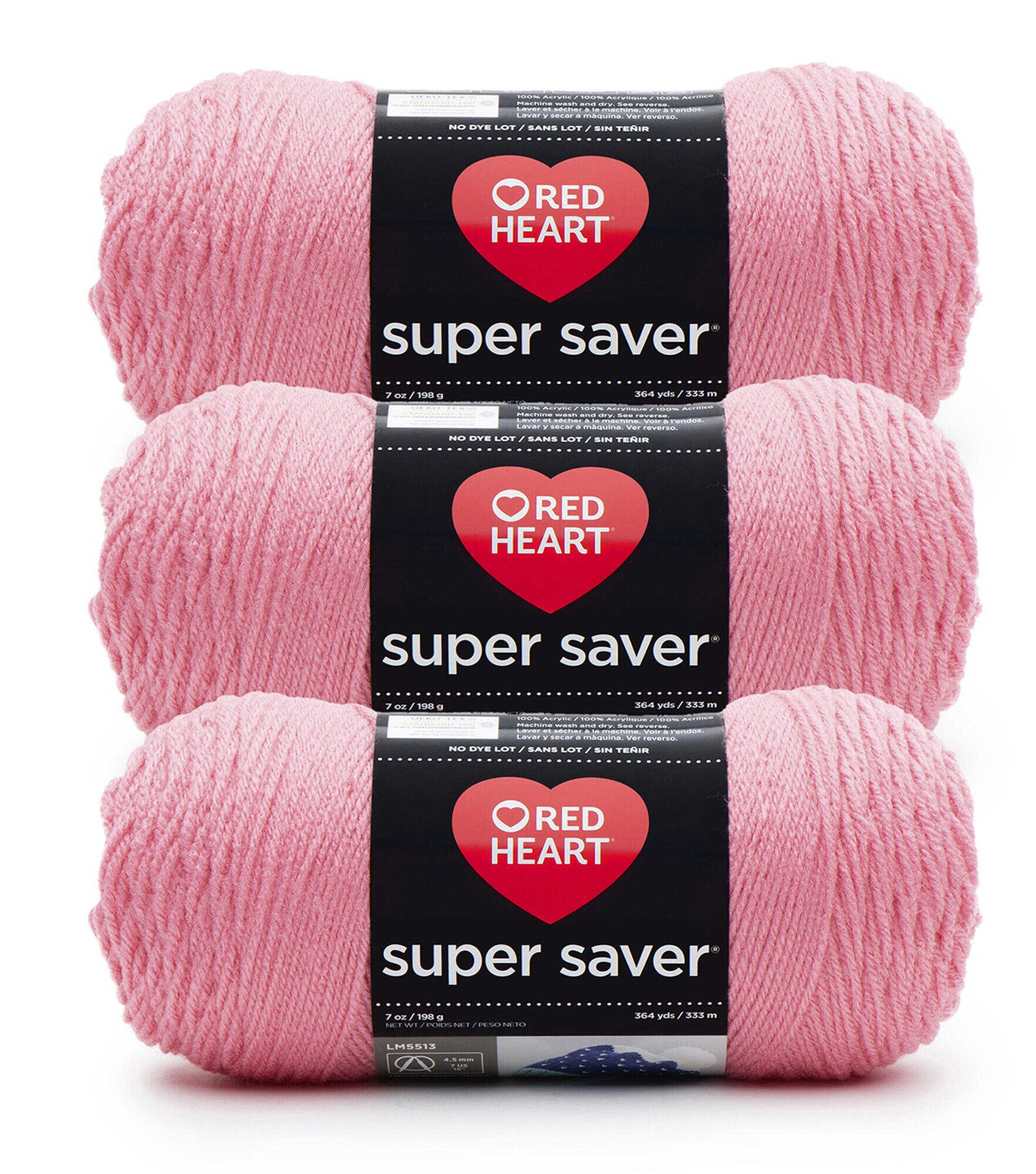 Red Heart Super Saver 364yds Worsted Acrylic Yarn 3 Bundle, Perfect Pink, hi-res