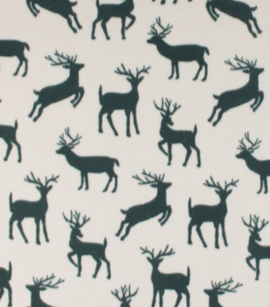 Blizzard Prints Deer Silhouette Cream Fleece Fabric