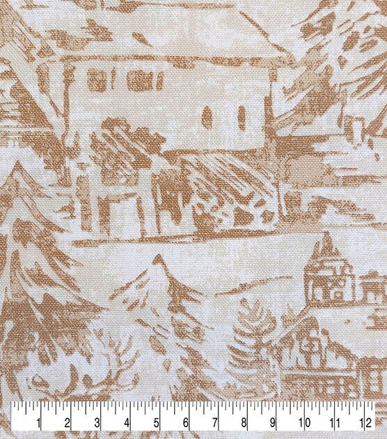 Snowy Scene Tonal Cotton Canvas Fabric, , hi-res, image 3