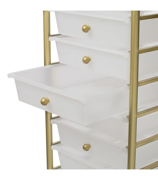 38" Rolling Storage Cart With 10 Plastic Drawers, , hi-res, image 11