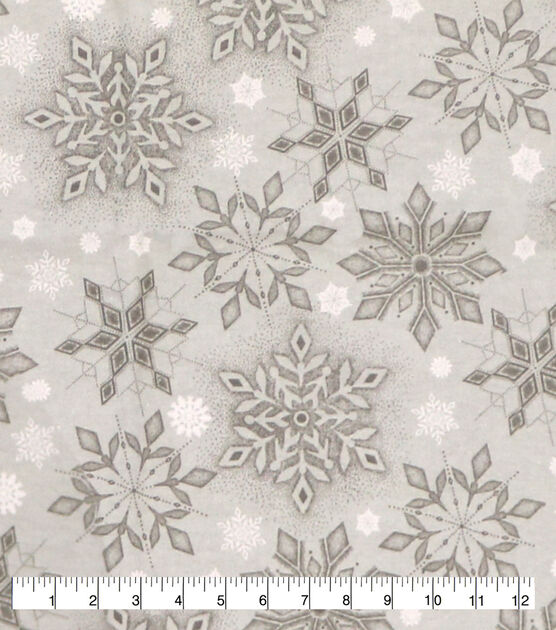 Gray Snowflakes Super Snuggle Christmas Flannel Fabric